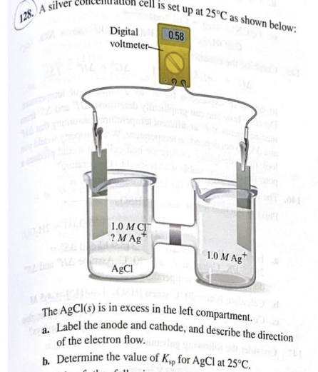 Label the anode and cathode, and describe the direction
of the electron flow.
