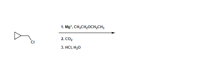 CI
1. Mgᵒ, CH3CH₂OCH₂CH3
2. CO₂
3. HCI, H₂O