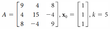 4
8
A = | 4
15 -4 , Xo
1, k = 5
[ 8 -4
||
