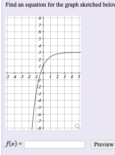Find an equation for the graph sketched belo
f(z) =
Preview
