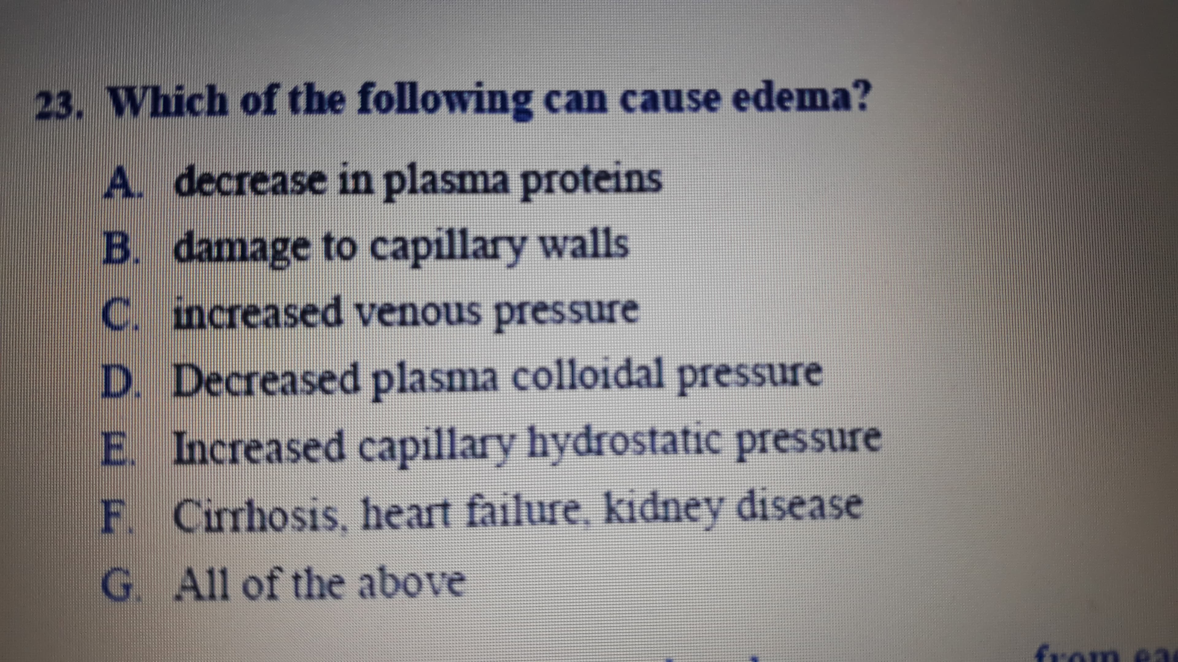 Which of the following can cause edema?
