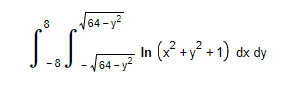 √64-y²
S..S.
-8
-√64-y²
In (x² + y² +1) dx dy