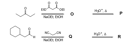 Eto
OEt
H30*, A
P
NaOEt, EtOH
CN
Q
NaOEt, ELOH
H30*, A
NC
R
H.
