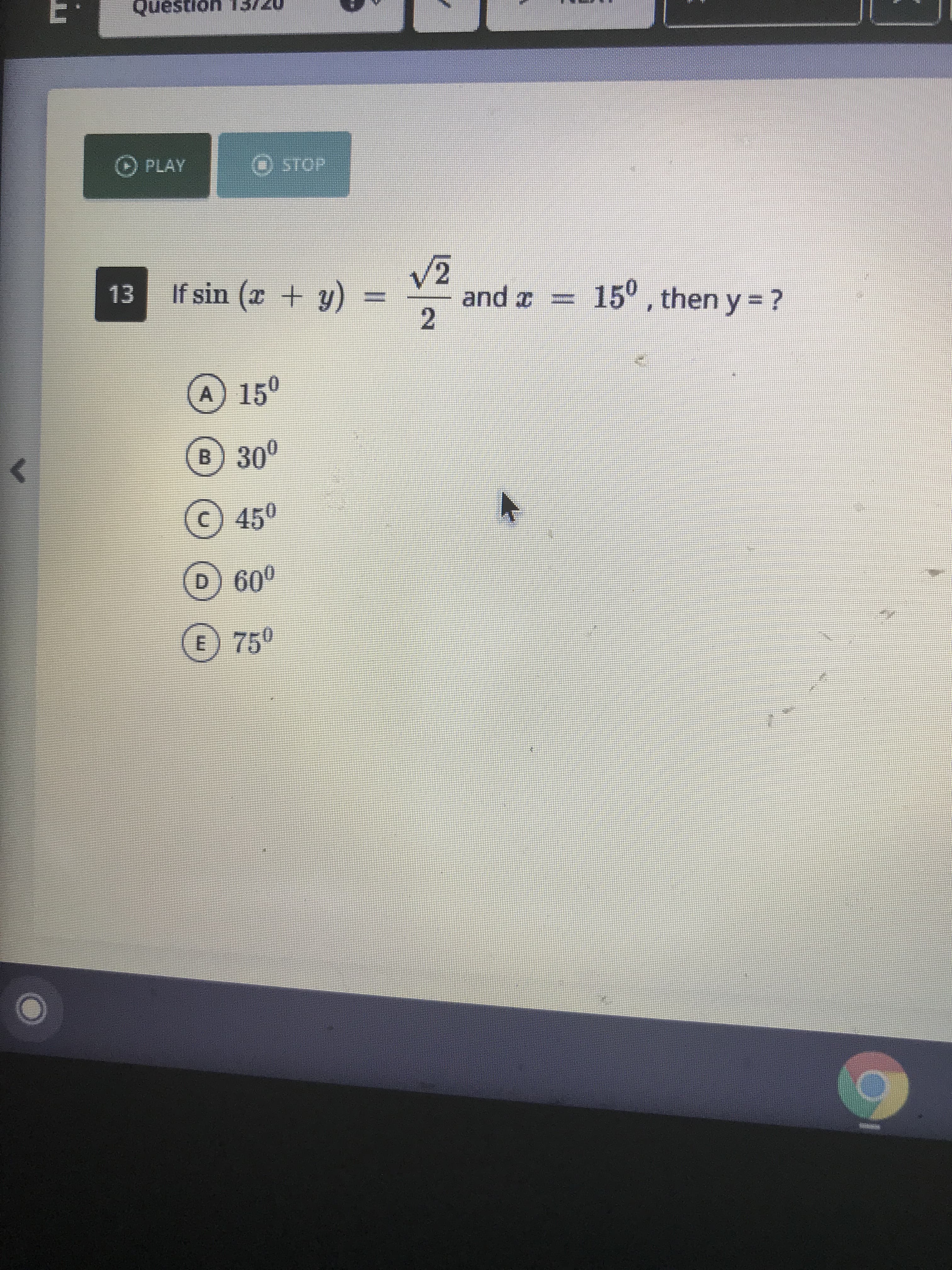 V2
and x =
150
15.
If sin (x + y)
