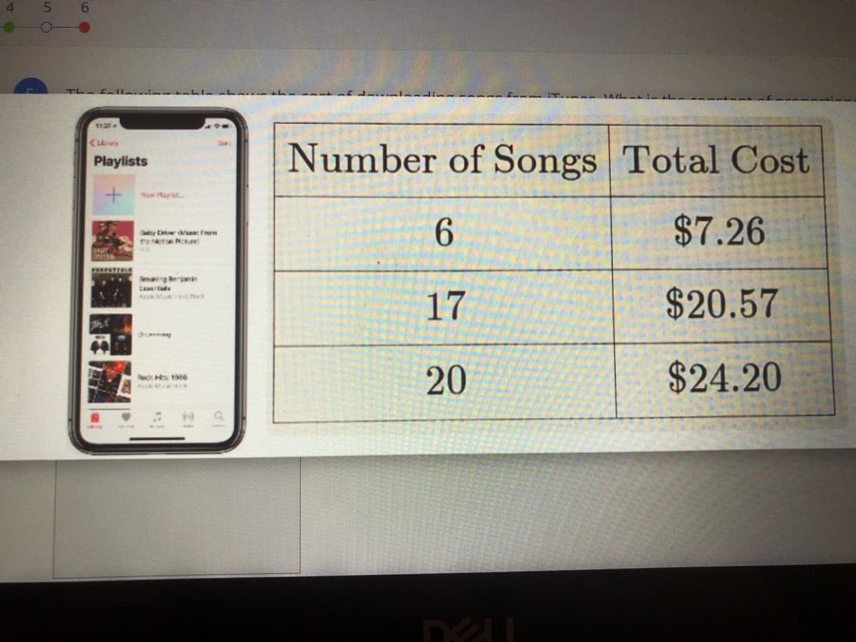 6.
fallei l
TL
Number of Songs Total Cost
Playlists
ow Mayst.
6.
$7.26
ey D c em
17
$20.57
20
$24.20
Rock Hs 1986
