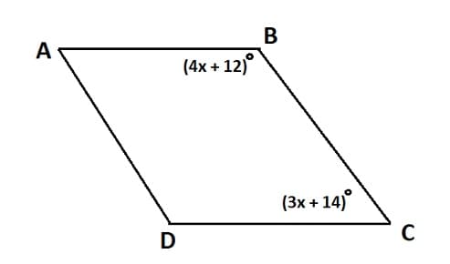 В
А
(4х + 12)°
(3x + 14)°
