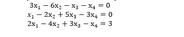 Зх, — 6х, — хз — Х4 — 0
%3D
X1 - 2x2 + 5x3 – 3x4 = 0
%3D
