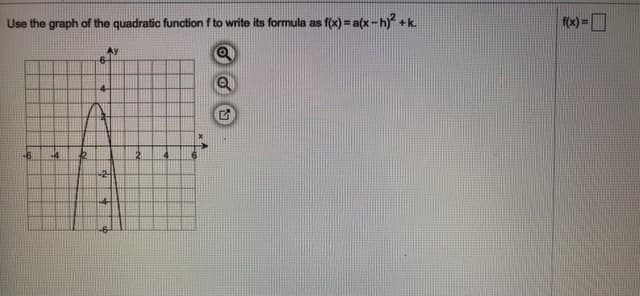 Use the graph of the quadratic function f to write its formula as f(x) = a(x-h) +
k.
4-
