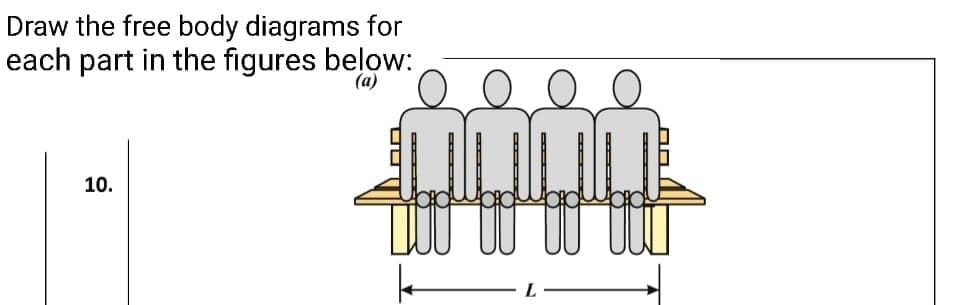 Draw the free body diagrams for
each part in the figures below:
(a)
10.
