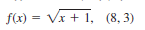 f(x) = Vx + 1, (8, 3)
