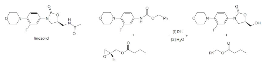 Ph
[1) RLi
linezolid
(2] H20
Ph
H.
