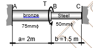 T
JA
B
C
bronze
Steel
50mme
75mmo
a= 2m
b=1.5 m
