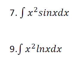 7. f x² sinxdx
9.f x² Inxdx
