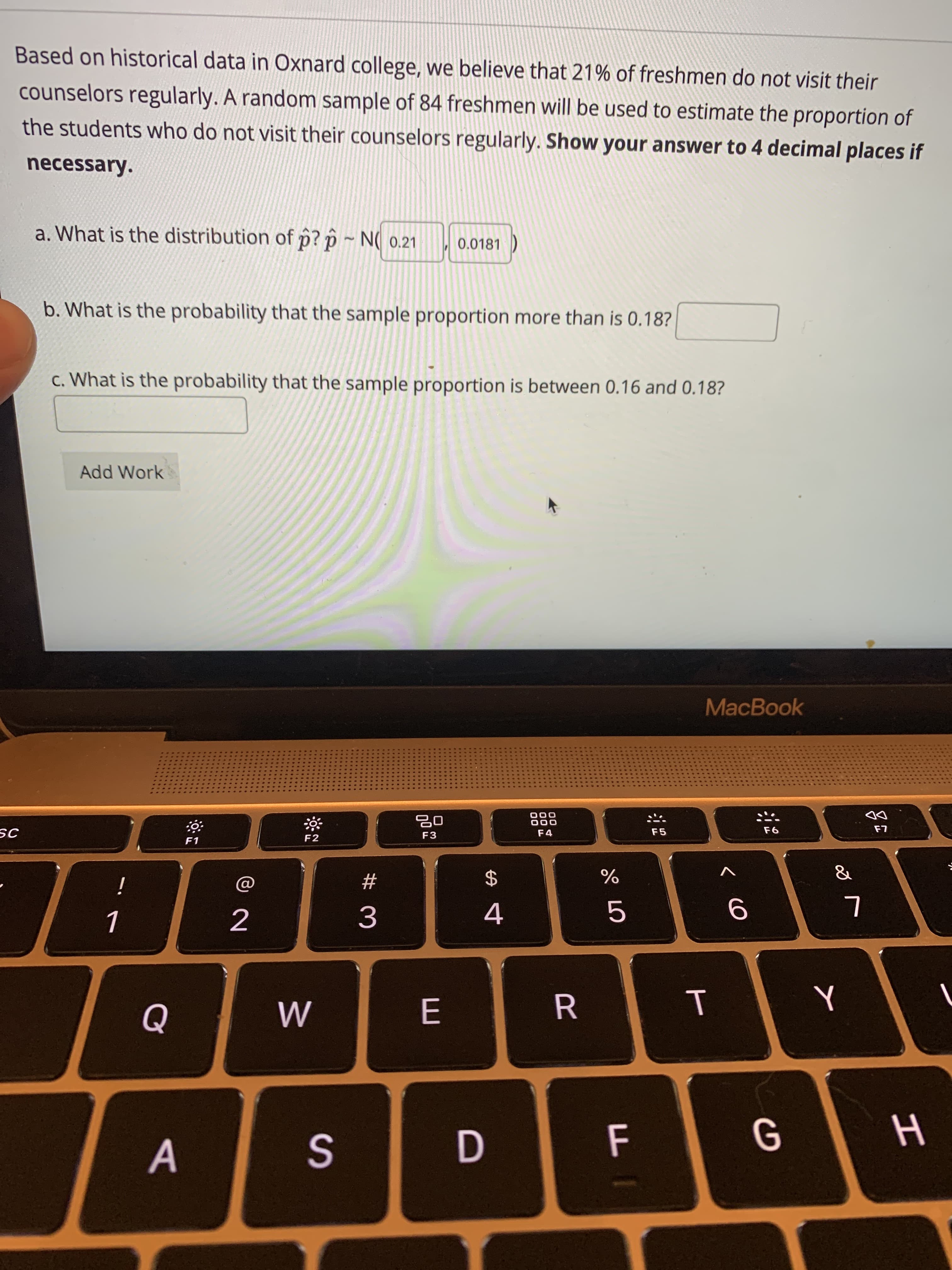 nselors regularly. Show your answer to 4 decimal places if
0.21
0.0181
