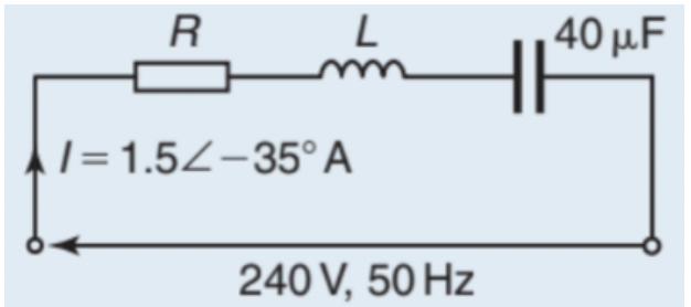 R
L
/= 1.52-35° A
240 V, 50 Hz
40 μF