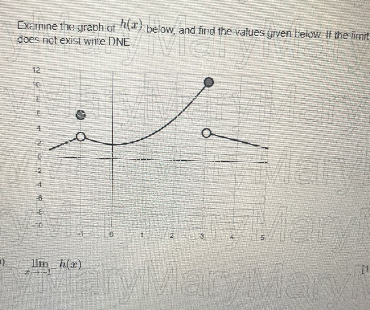 ()
Examine the graph of (a) below, and find the values given below. If the limit
does not exist write DNE
MIXIN
4
RayMary
MaryMaryMary
[1