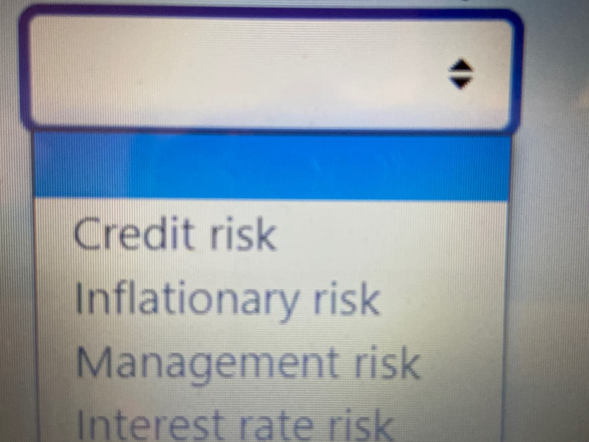 Credit risk
Inflationary risk
Management risk
Interest rate risk
