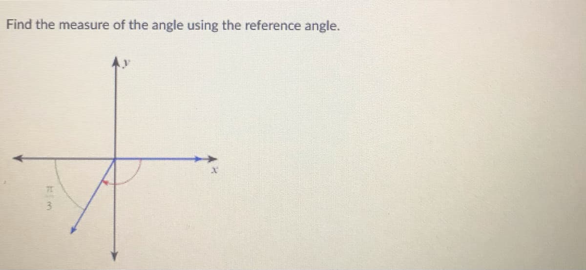 Find the measure of the angle using the reference angle.
