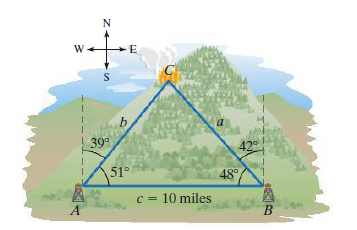 N
W-
-E
a
39°
42
51°
48°
c = 10 miles
A
