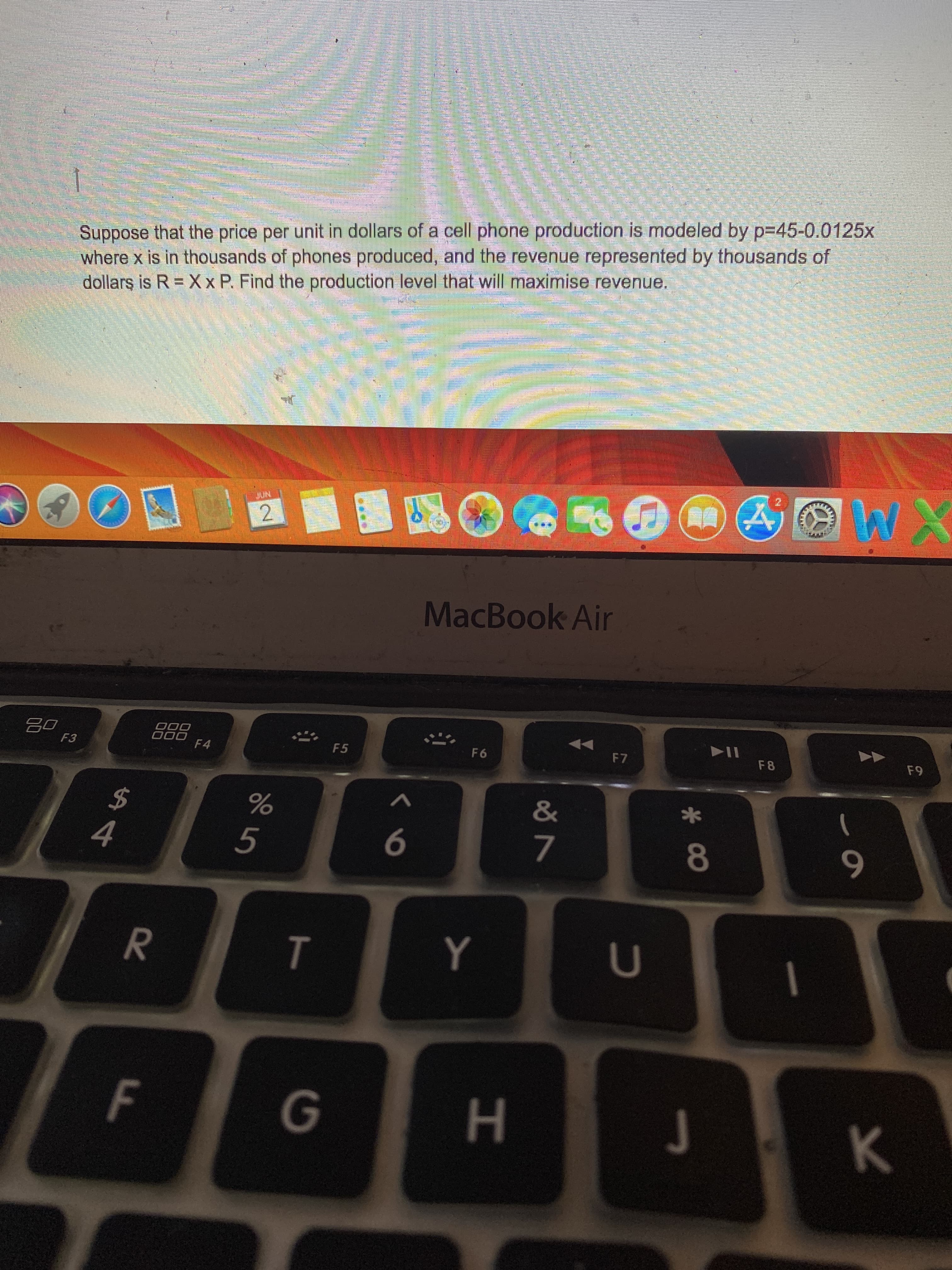 Suppose that the price per unit in dollars of a cell phone production is modeled by p=45-0.0125x
where x is in thousands of phones produced, and the revenue represented by thousands of
dollarş is R = X x P. Find the production level that will maximise revenue.
