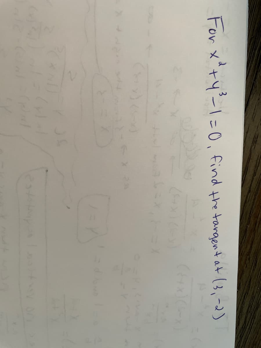 23
For x² + y²³-1=0, find the tangent at (3,-2)
x) ((-x)
WI
(-=X)
JS
(Wird
23totop20