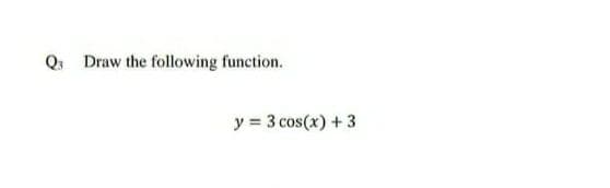 Q: Draw the following function.
y = 3 cos(x) + 3
