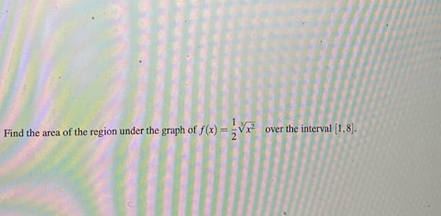 Find the area of the region under the graph of f(x)
over the interval (1,8).
