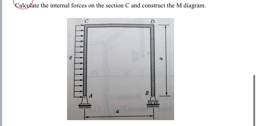 Calculate the internal forces on the section C and construct the M diagram.
a
A
a
B
12
Desmaraniw