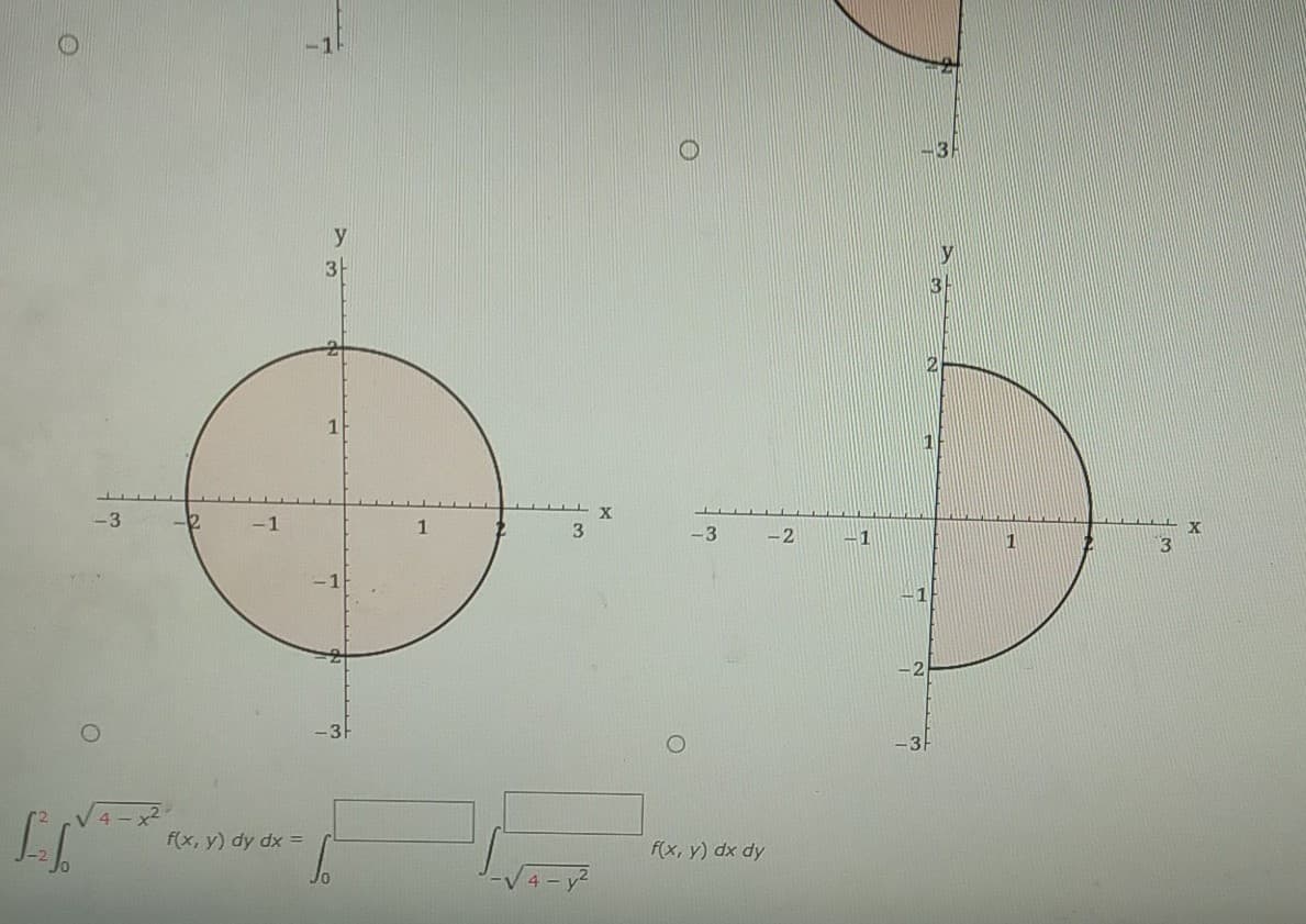 y
3-
3
1
-3
1
3.
-3
-2
1
-2
-3
f(x, y) dy dx =
f(x, y) dx dy
