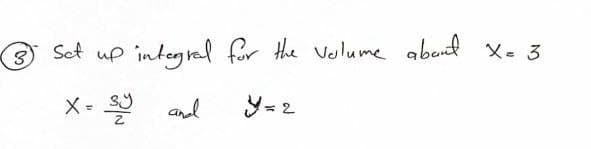 3 Set up x. 3
integrel for the volume abeud
X= 39
