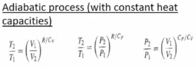 Adiabatic process (with constant heat
capacities)
R/Cy
R/CP
1-0 1-0)*** A-2)*
(1)