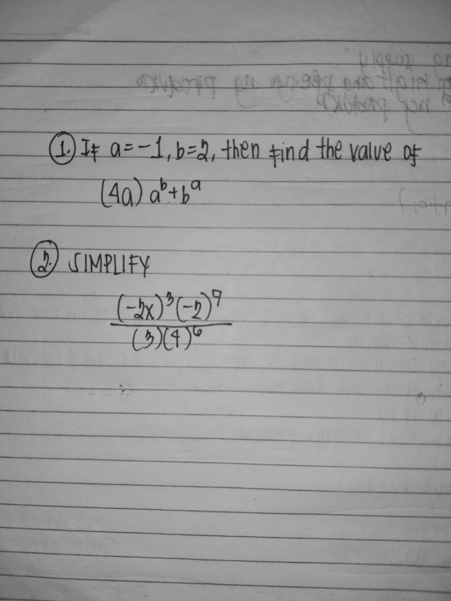 I4 Q=-1,b=2, then tind the value of
) SIMPLIFY
