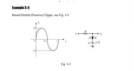 Example 3-2:
Biased Parallel (Positive) Clipper, see Fig. 3-3.
DYS
E5.7V
Fig 3-3
