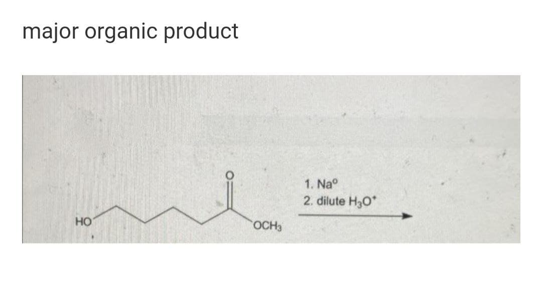 major organic product
1. Na°
2. dilute H30*
HO
OCH3
