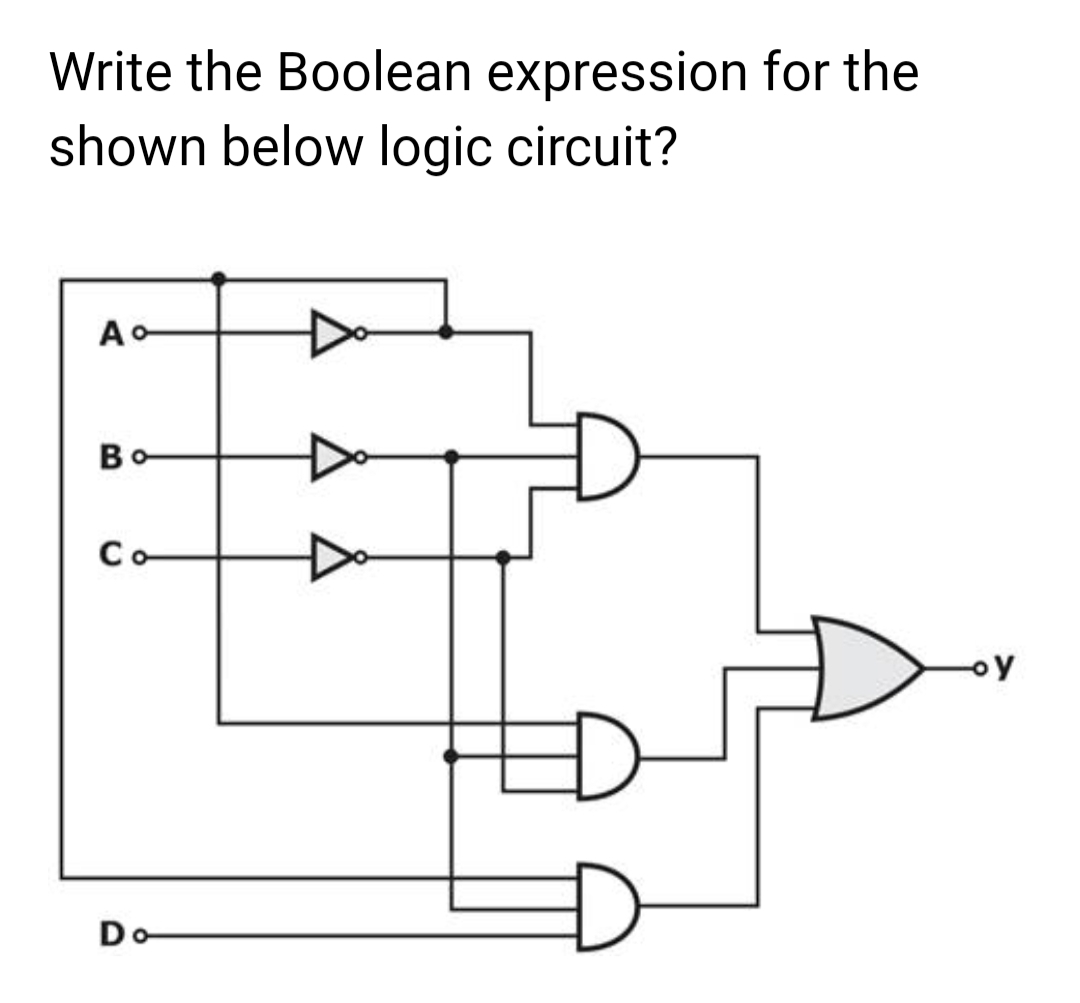 Write the Boolean expression for the
shown below logic circuit?
Ao
B
Со
Do
-oy