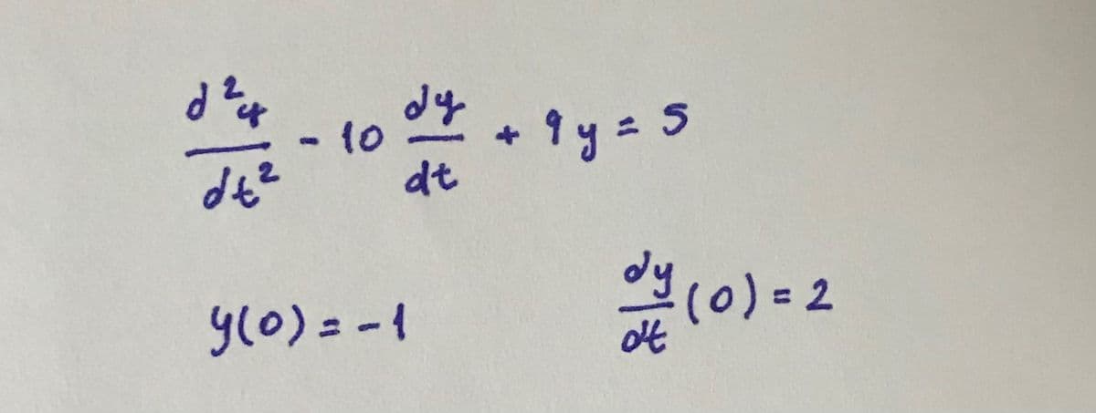 dy
-1o
dt
g(0) = -1
(0)=2
of
