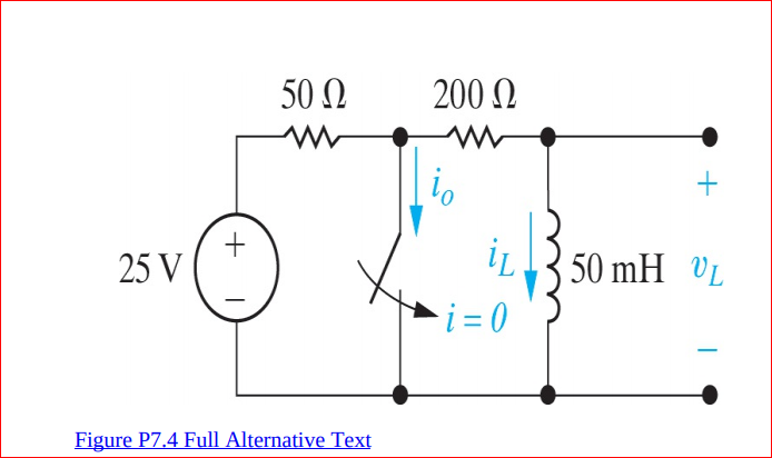 50 N
200 N
25 V
50 mH VL
Figure P7.4 Full Alternative Text
