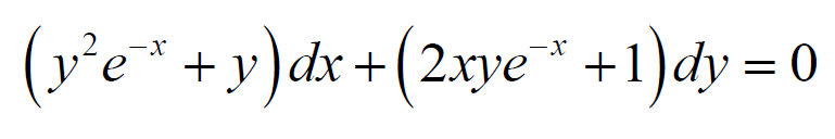 (ve* +y)dx+(2xye* +1)dy = 0
