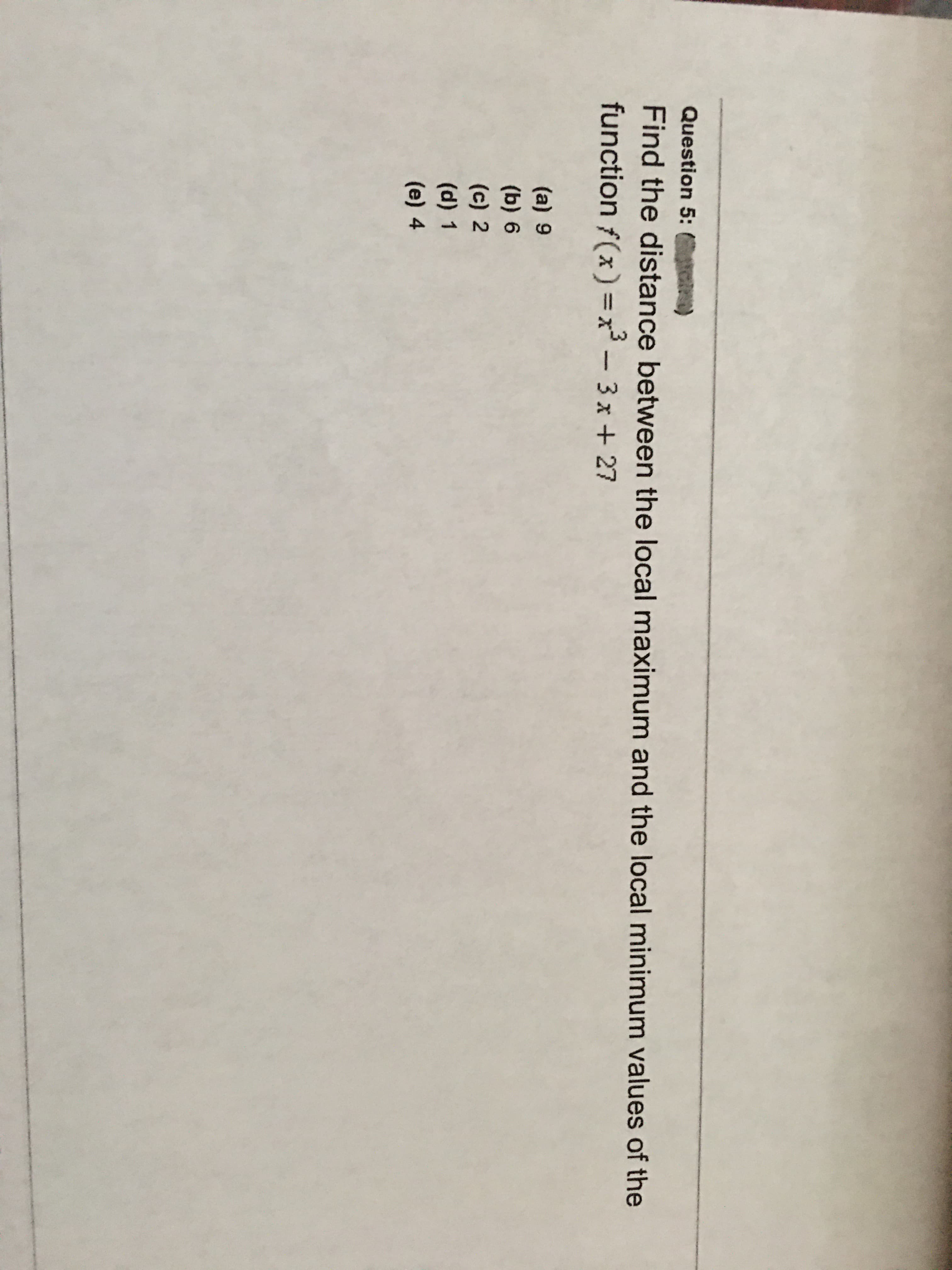 Find the distance between the local maximum and the local minimum values of the
function f(x) =x - 3x + 27
