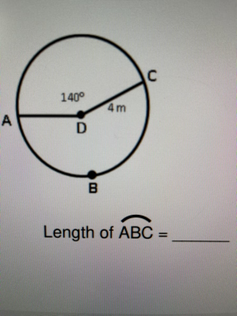 140
4m
B
Length of ABC
