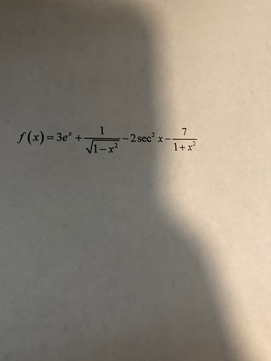 S(x) =3e* +
1
-2 sec?
V1-x?
7
%3D
1+x?
