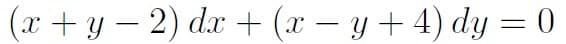 (x + y – 2) dx + (x – y + 4) dy = 0
-

