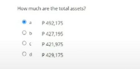 How much are the total assets?
P 492,175
P427,195
P 421,975
P 429,175

