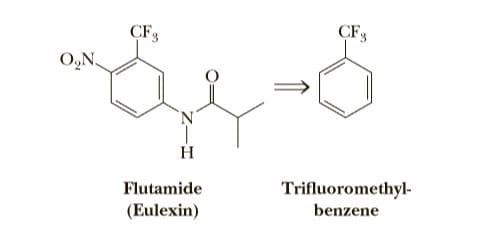 CF3
CF3
O,N.
N.
H
Flutamide
Trifluoromethyl-
benzene
(Eulexin)
