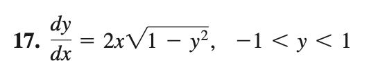 = 2xV1 – y², -1 < y < 1
17.
dy
dx
