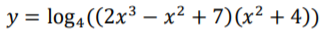 y = log4((2x³ - x² + 7)(x² + 4))
