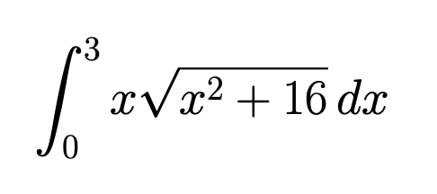 ·3
0
x√x² + 16 dx