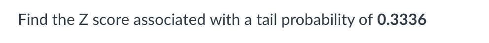 Find the Z score associated with a tail probability of 0.3336
