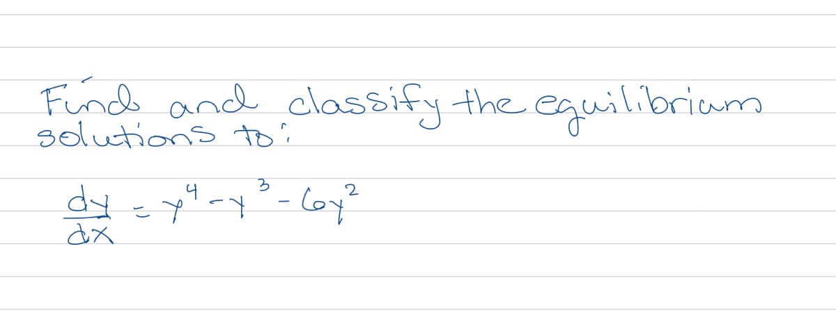Funde and classify the eguilibrium
solutions toi
'- loy?
