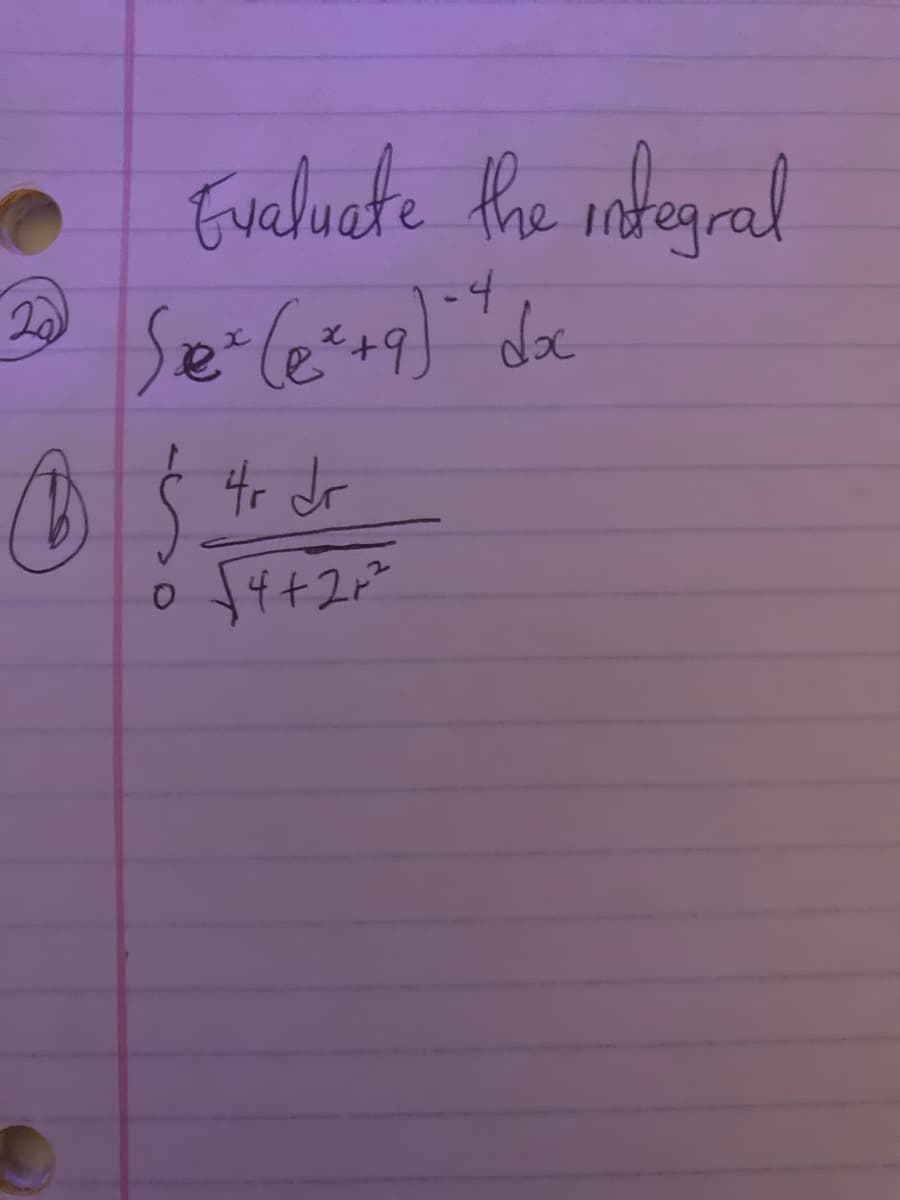 Eveluate the integral
tr dr
